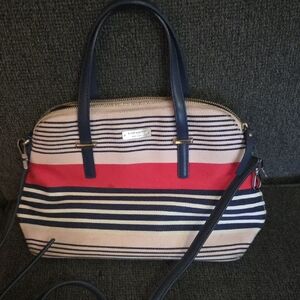 Kate Spade Navy and Red Striped Satchel